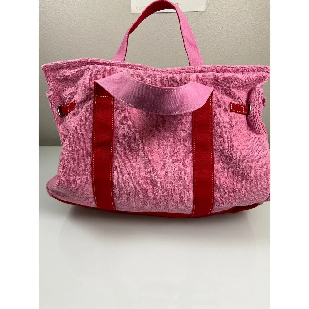 Sunwin Boatkin Style Women Large Pink Red Terry Cloth/Canvas Tote Bag NWOT Beach
